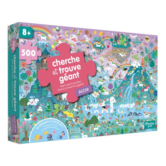 Auzou Giant Search and Find Puzzle - 500 pcs - Unicorns