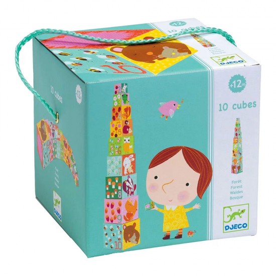 Djeco – 10 Κύβοι στοίβαξης & αρίθμησης 86 εκ. ύψος – Ζωάκια