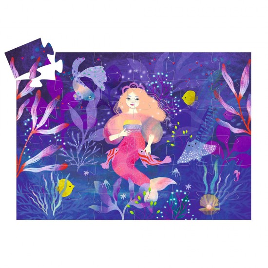 Djeco – Παζλ σε σχηματικό κουτί με 36 κομμάτια – Έλλα, η γοργόνα