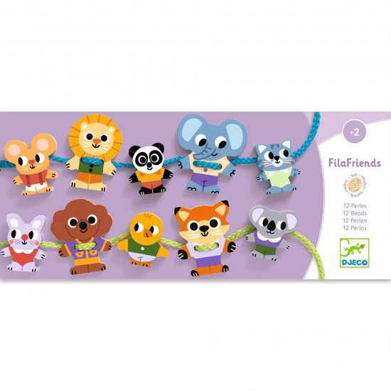 Djeco – Εκπαιδευτικό παιχνίδι λεπτής κινητικότητας με κορδόνι – Παρέα από ζωάκια