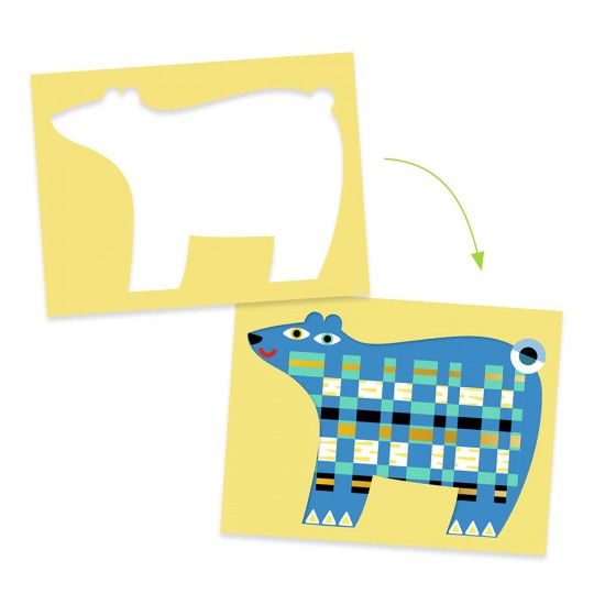 Djeco – Δημιουργώ υφαίνοντας με χάρτινες λωρίδες και αυτοκόλλητα – Ζωάκια