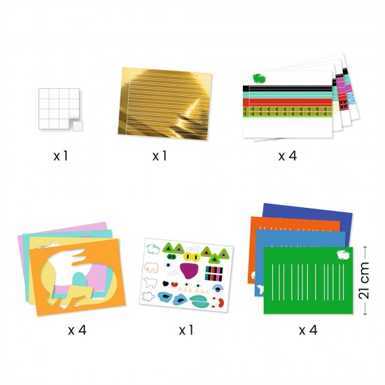 Djeco – Δημιουργώ υφαίνοντας με χάρτινες λωρίδες και αυτοκόλλητα – Ζωάκια