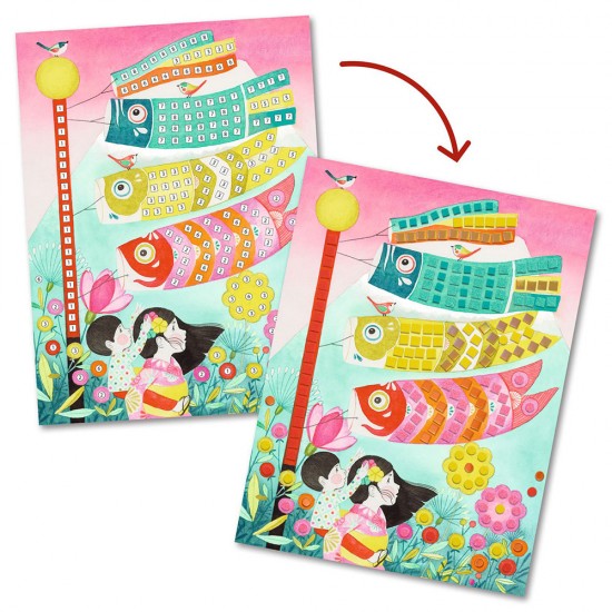 Djeco – Μωσαϊκό – Λαμπερά λουλούδια με γκλίτερ