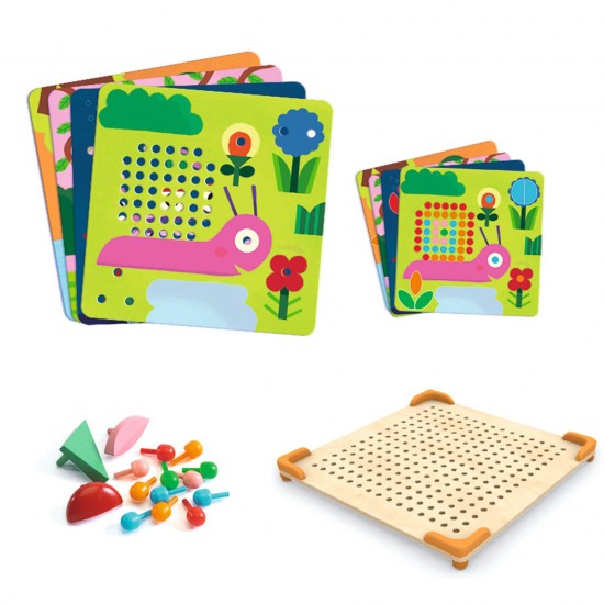 Djeco – Σύνθεση εικόνας - μωσαϊκό με καβίλιες – Πασχαλίτσα και ζωάκια