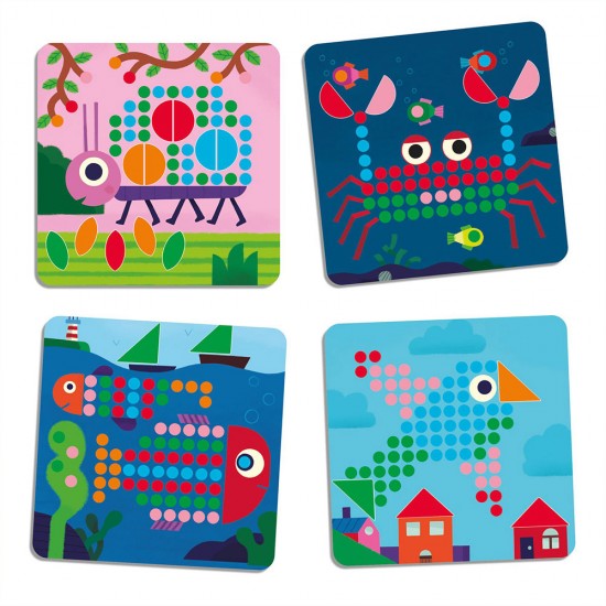 Djeco – Σύνθεση εικόνας - μωσαϊκό με καβίλιες – Πασχαλίτσα και ζωάκια