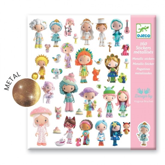 Djeco – 160 αυτοκόλλητα με μεταλλικό εφέ σε 4 καρτέλες – Ο κόσμος των Tinyly