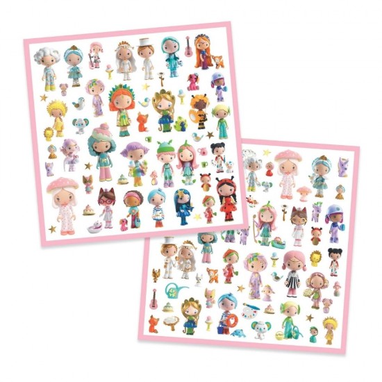 Djeco – 160 αυτοκόλλητα με μεταλλικό εφέ σε 4 καρτέλες – Ο κόσμος των Tinyly