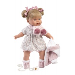 Llorens Κούκλα Μωρό - Ξανθιά με ροζ ζακέτα και κασκόλ - Alexandra - 42εκ.