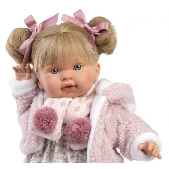 Llorens Κούκλα Μωρό - Ξανθιά με ροζ ζακέτα και κασκόλ - Alexandra - 42εκ.