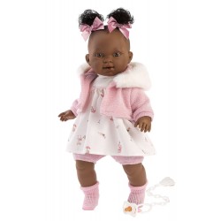 Llorens Κούκλα Μωρό - Μαύρη με ροζ ρούχα - Diara - 38εκ.