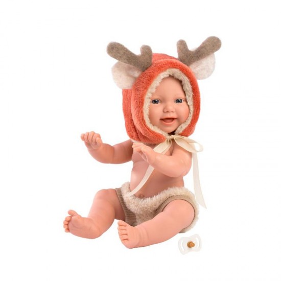 Llorens Κούκλα Νεογέννητο Μωρό με Σκουφί με αυτιά και κέρατα - Τάρανδος - 31εκ.