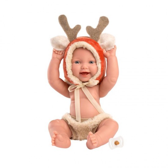 Llorens Κούκλα Νεογέννητο Μωρό με Σκουφί με αυτιά και κέρατα - Τάρανδος - 31εκ.