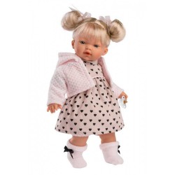Llorens Κούκλα Μωρό - Ξανθιά με ροζ Φόρεμα με καρδούλες - Roberta - 33εκ.