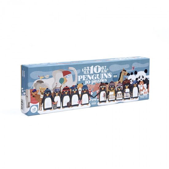 LONDJI 10 Penguins -1+2+3+4 …+10 pcs - Progressive Puzzle