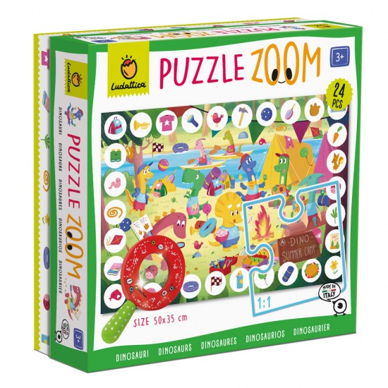 LUDATTICA – Puzzle Zoom – Παζλ με 24 κομμάτια Ανακαλύπτω τα Αντικείμενα με Φακό – Δεινόσαυροι