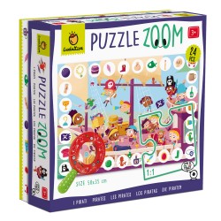LUDATTICA – Puzzle Zoom – Παζλ με 24 κομμάτια Ανακαλύπτω τα Αντικείμενα με Ξύλινο Φακό – Πειρατές