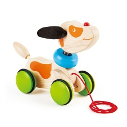 Pin Toys Ξύλινη τρεχαλίτσα Σκυλάκι, από μασίφ καουτσουκόδεντρο